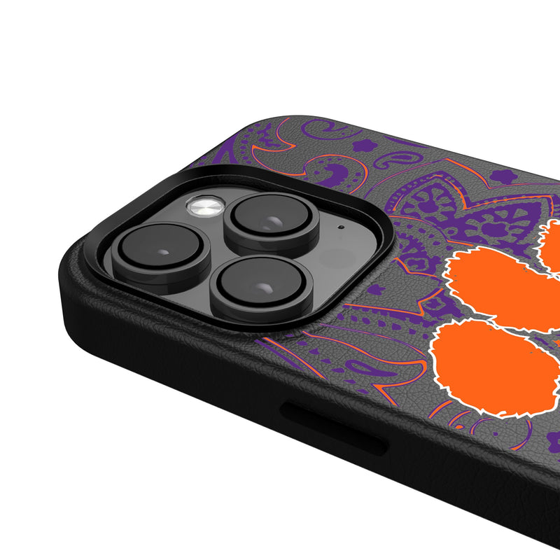 Clemson University Tigers Paisley iPhone MagSafe Compatible Phone Case Detail.Jpg