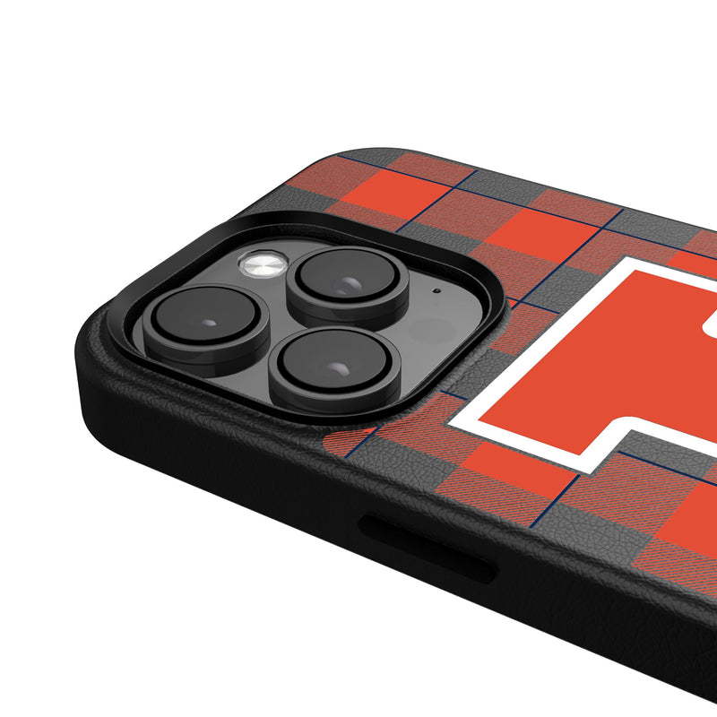 University of Illinois Fighting Illini Plaid iPhone MagSafe Compatible Phone Case Detail.Jpg