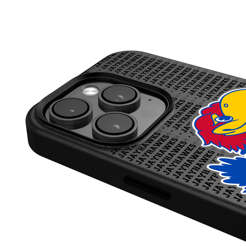 University of Kansas Jayhawks Text Backdrop iPhone MagSafe Compatible Phone Case Detail.Jpg