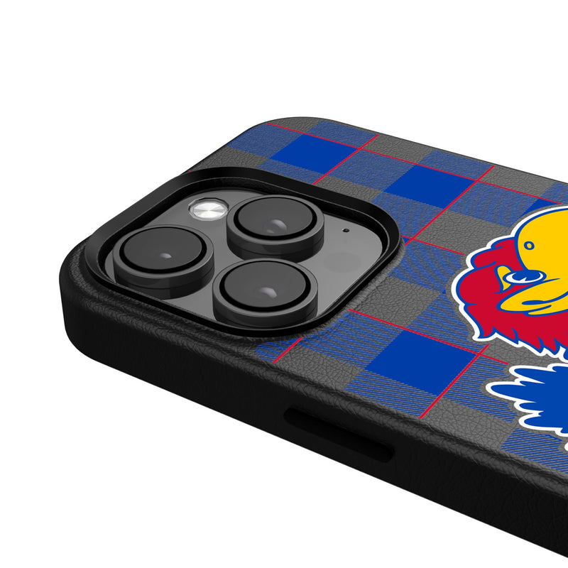 University of Kansas Jayhawks Plaid iPhone MagSafe Compatible Phone Case Detail.Jpg