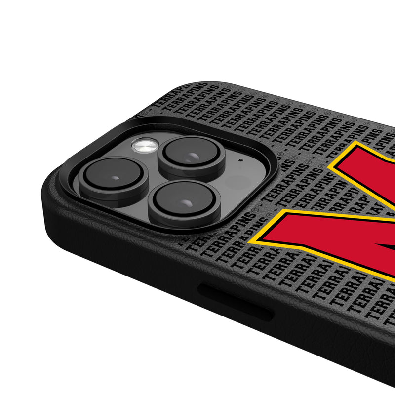 University of Maryland Terrapins Text Backdrop iPhone MagSafe Compatible Phone Case Detail.Jpg