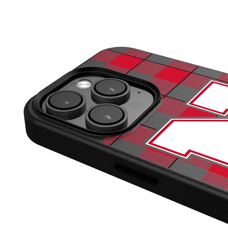 University of Nebraska Huskers Block N Plaid iPhone MagSafe Compatible Phone Case Detail.Jpg