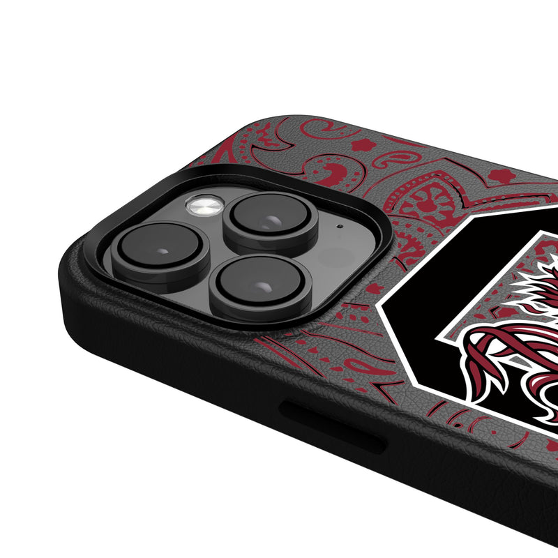 University of South Carolina Gamecocks Paisley iPhone MagSafe Compatible Phone Case Detail.Jpg