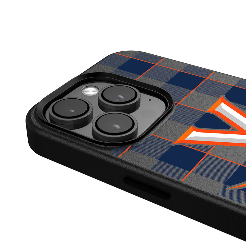 University of Virginia Cavaliers Plaid iPhone MagSafe Compatible Phone Case Detail.Jpg