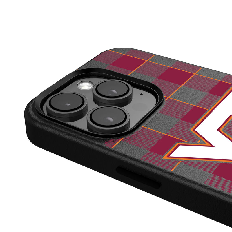 Virginia Tech Hokies Plaid iPhone MagSafe Compatible Phone Case Detail.Jpg