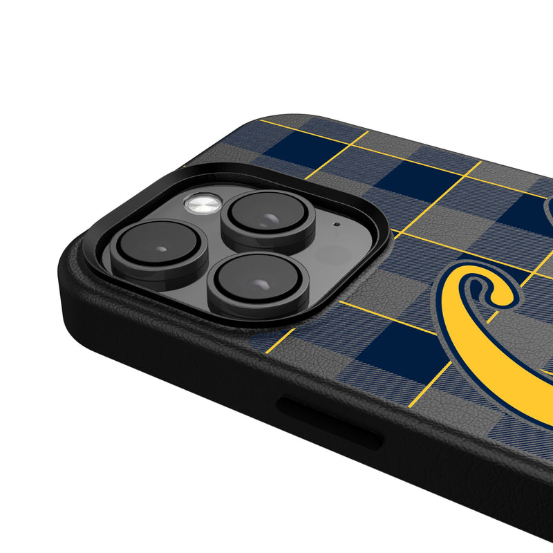 University of California Berkeley Golden Bears Plaid iPhone MagSafe Compatible Phone Case Detail.Jpg