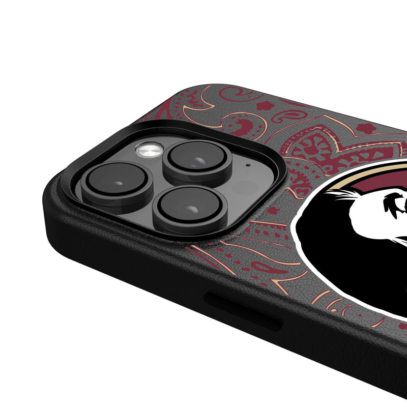 Florida State University Seminoles Paisley iPhone MagSafe Compatible Phone Case Detail.Jpg