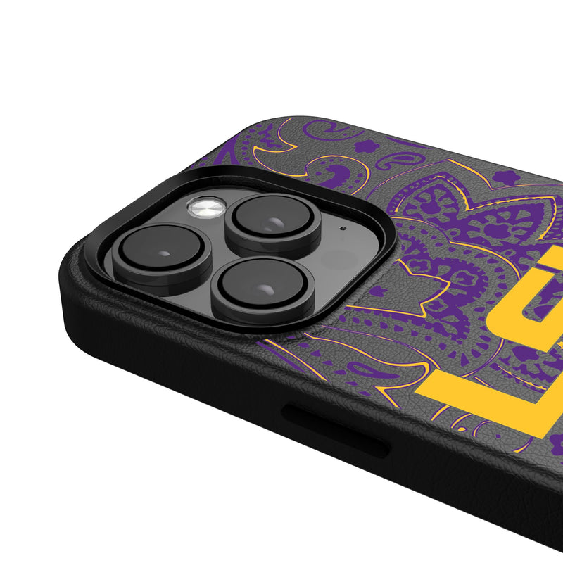 Louisiana State University Tigers Paisley iPhone MagSafe Compatible Phone Case Detail.Jpg