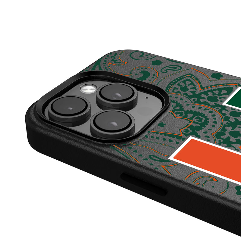 University of Miami Hurricanes Paisley iPhone MagSafe Compatible Phone Case Detail.Jpg