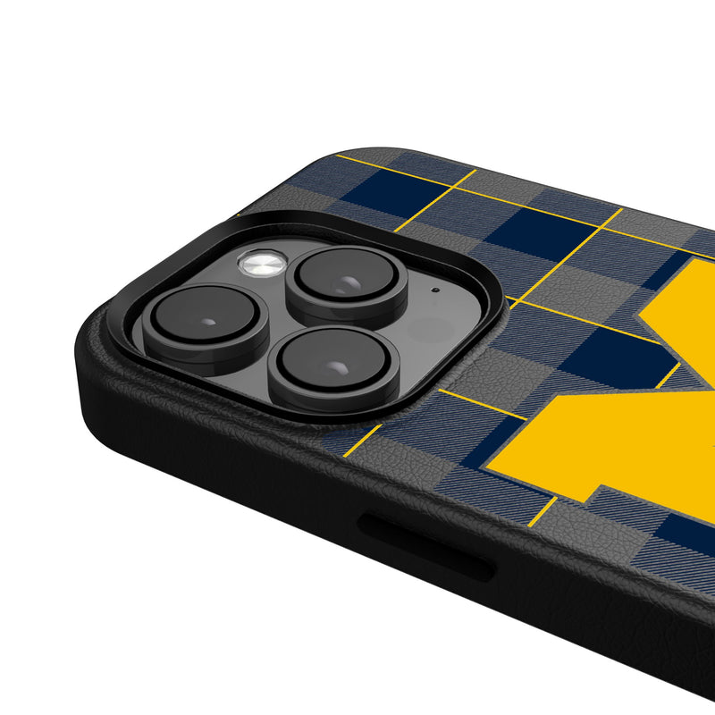 University of Michigan Wolverines Plaid iPhone MagSafe Compatible Phone Case Detail.Jpg