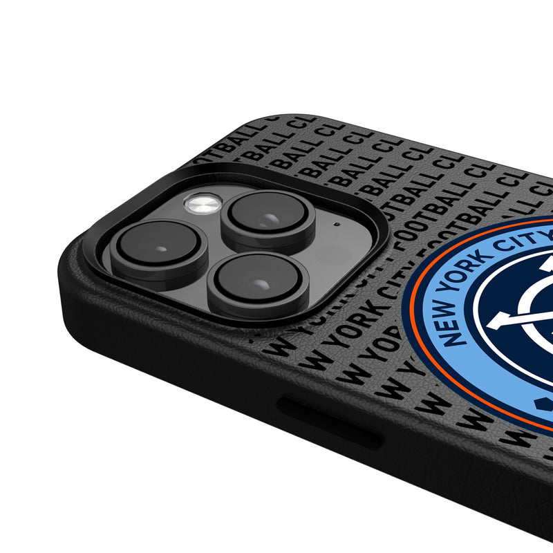 New York City FC  Text Backdrop iPhone MagSafe Compatible Phone Case Detail.Jpg