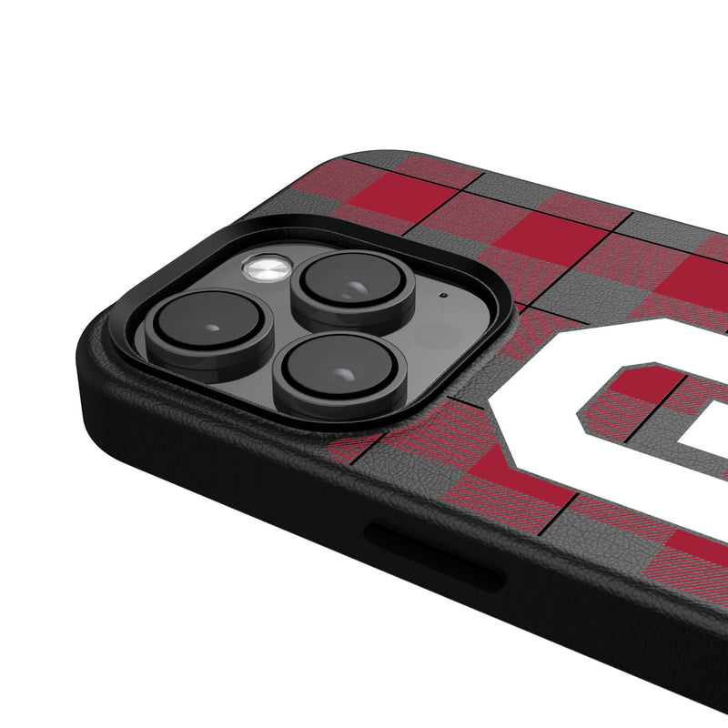 University of Oklahoma Sooners Plaid iPhone MagSafe Compatible Phone Case Detail.Jpg