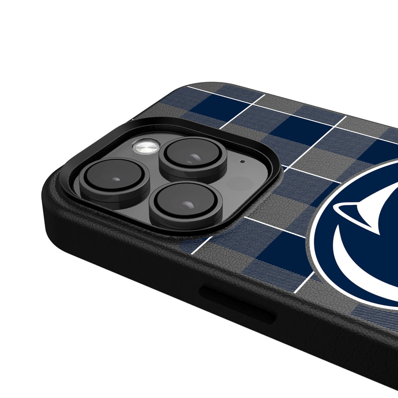 Pennsylvania State University Nittany Lions Plaid iPhone MagSafe Compatible Phone Case Detail.Jpg