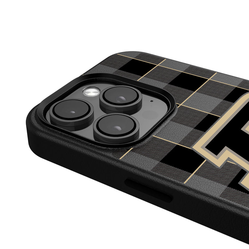 Purdue University Boilermakers Plaid iPhone MagSafe Compatible Phone Case Detail.Jpg