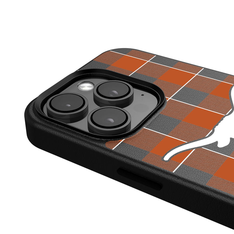 University of Texas Longhorns Plaid iPhone MagSafe Compatible Phone Case Detail.Jpg