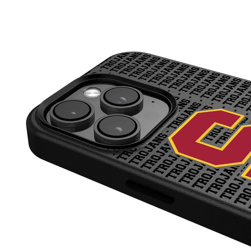 University of Southern California Trojans Text Backdrop iPhone MagSafe Compatible Phone Case Detail.Jpg