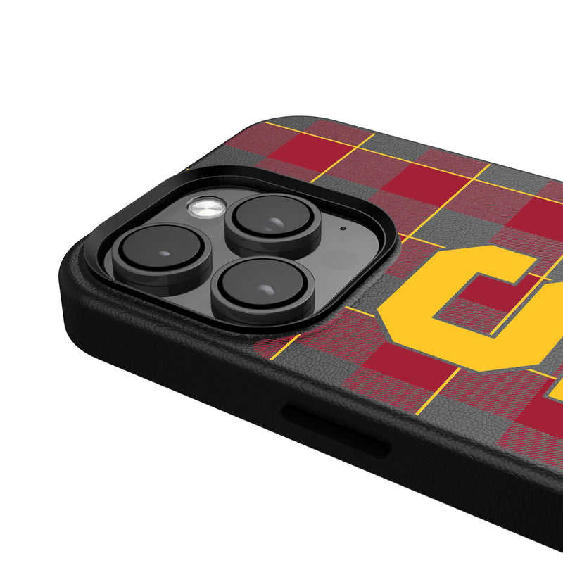 University of Southern California Trojans Plaid iPhone MagSafe Compatible Phone Case Detail.Jpg