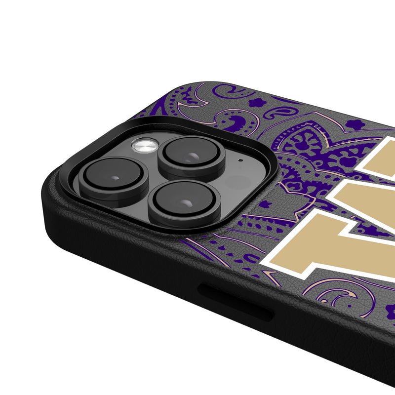 University of Washington Huskies Paisley iPhone MagSafe Compatible Phone Case Detail.Jpg