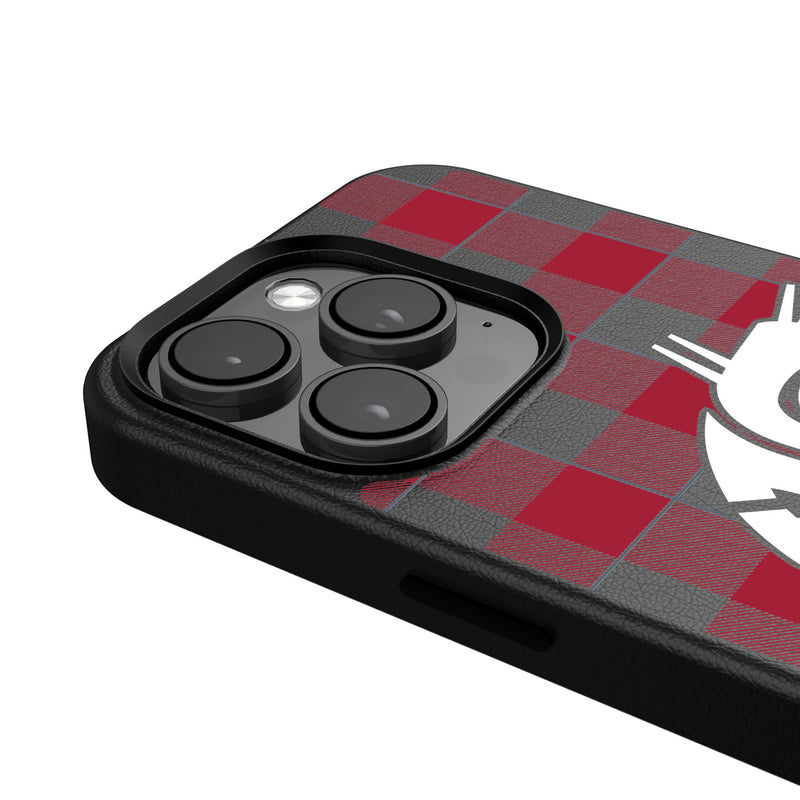 Washington State University Cougars Plaid iPhone MagSafe Compatible Phone Case Detail.Jpg