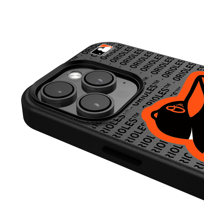 Baltimore Orioles Text Backdrop iPhone MagSafe Compatible Phone Case Detail.Jpg