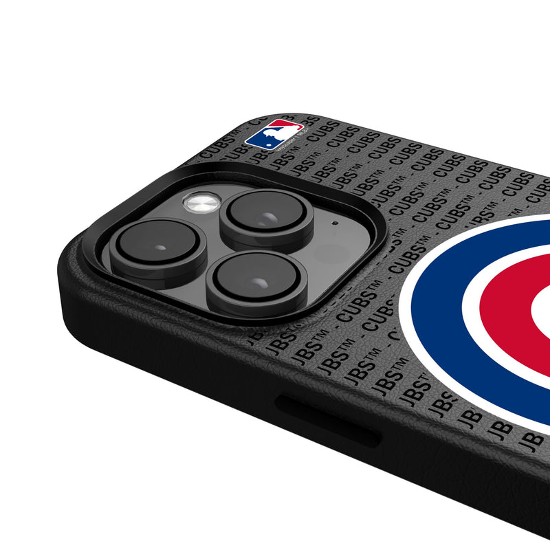 Chicago Cubs Text Backdrop iPhone MagSafe Compatible Phone Case Detail.Jpg