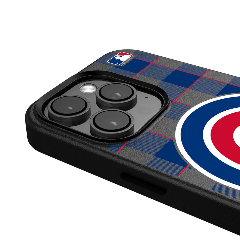 Chicago Cubs Plaid iPhone MagSafe Compatible Phone Case Detail.Jpg