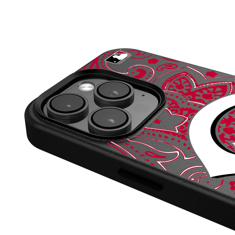 Cincinnati Reds Paisley iPhone MagSafe Compatible Phone Case Detail.Jpg