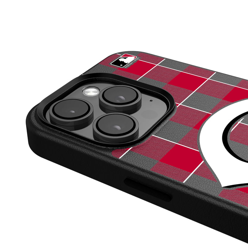 Cincinnati Reds Plaid iPhone MagSafe Compatible Phone Case Detail.Jpg