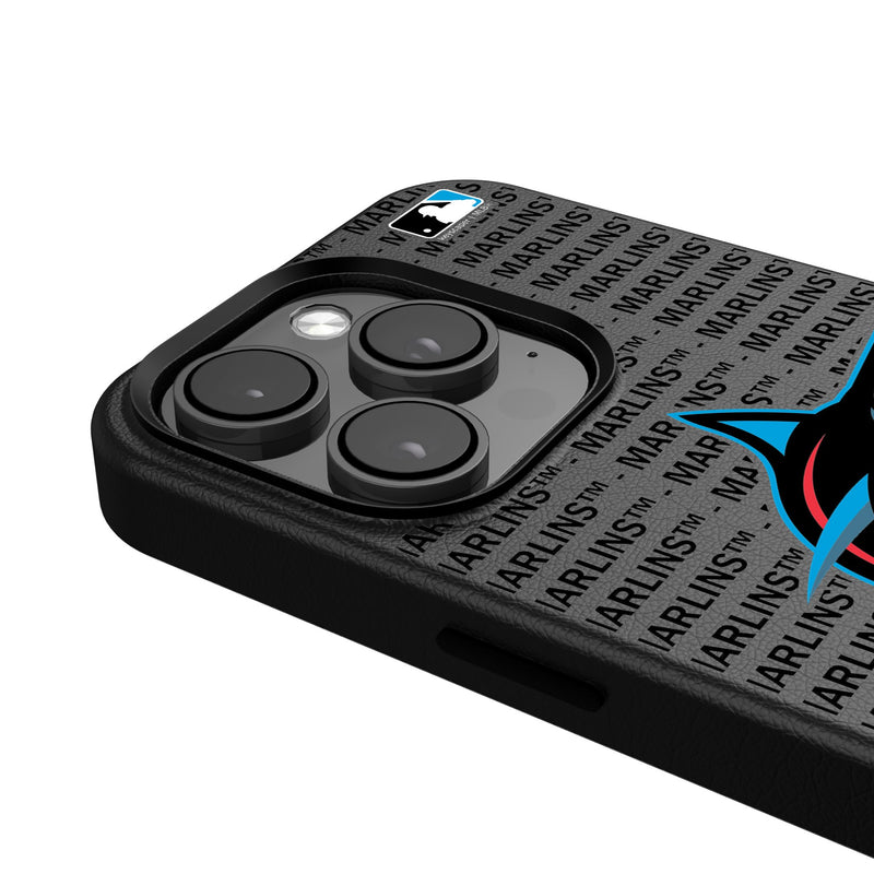 Miami Marlins Text Backdrop iPhone MagSafe Compatible Phone Case Detail.Jpg