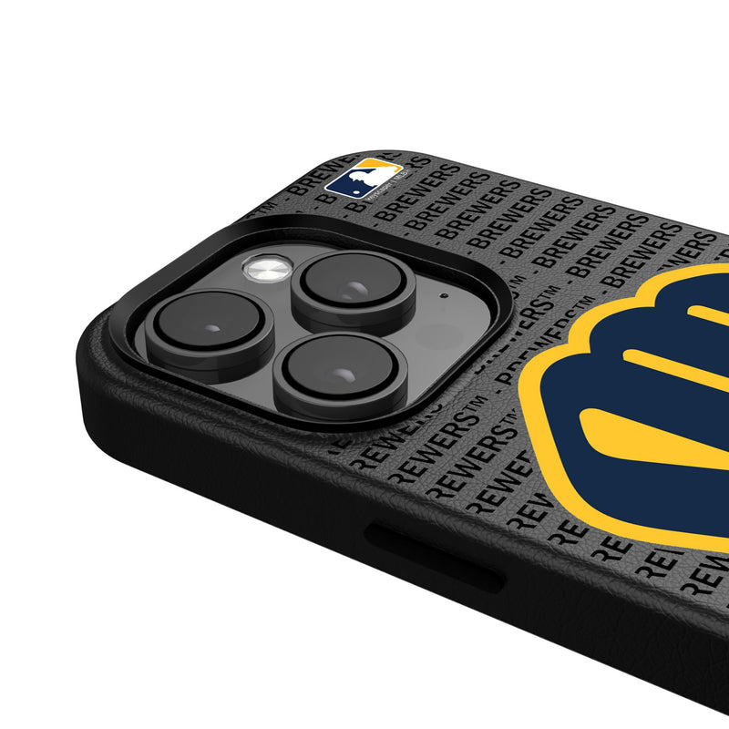 Milwaukee Brewers Text Backdrop iPhone MagSafe Compatible Phone Case Detail.Jpg