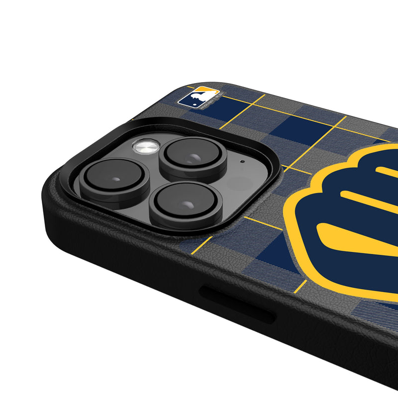 Milwaukee Brewers Plaid iPhone MagSafe Compatible Phone Case Detail.Jpg