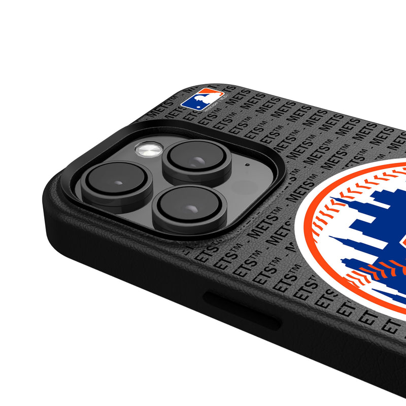 New York Mets Text Backdrop iPhone MagSafe Compatible Phone Case Detail.Jpg