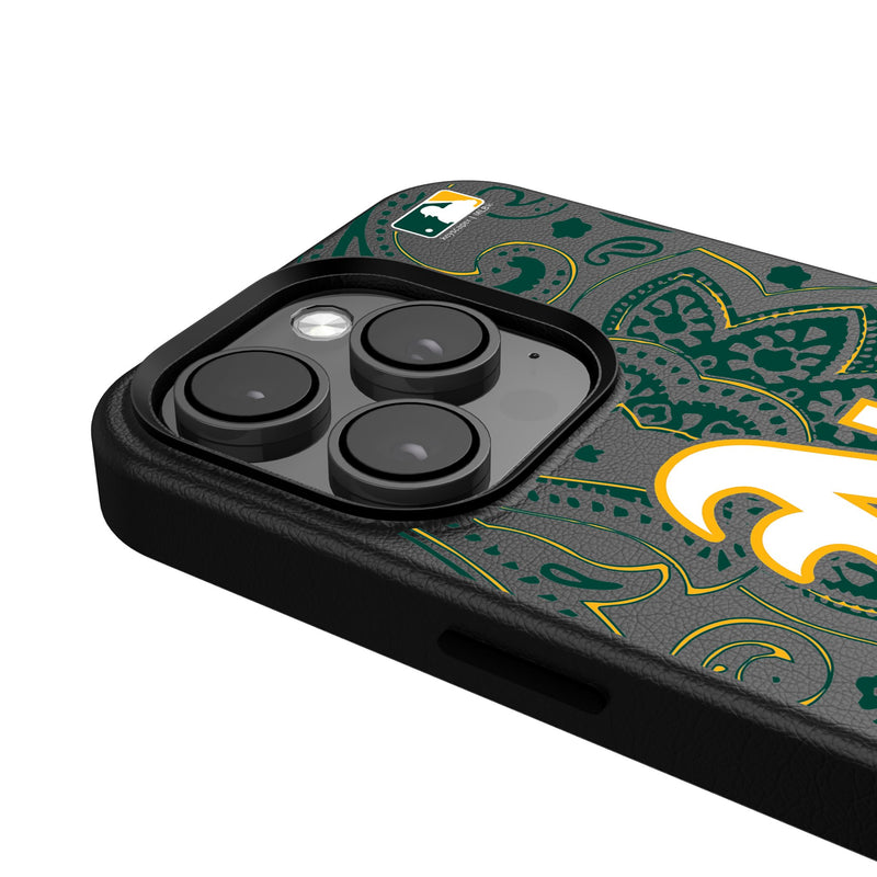 Oakland Athletics Paisley iPhone MagSafe Compatible Phone Case Detail.Jpg