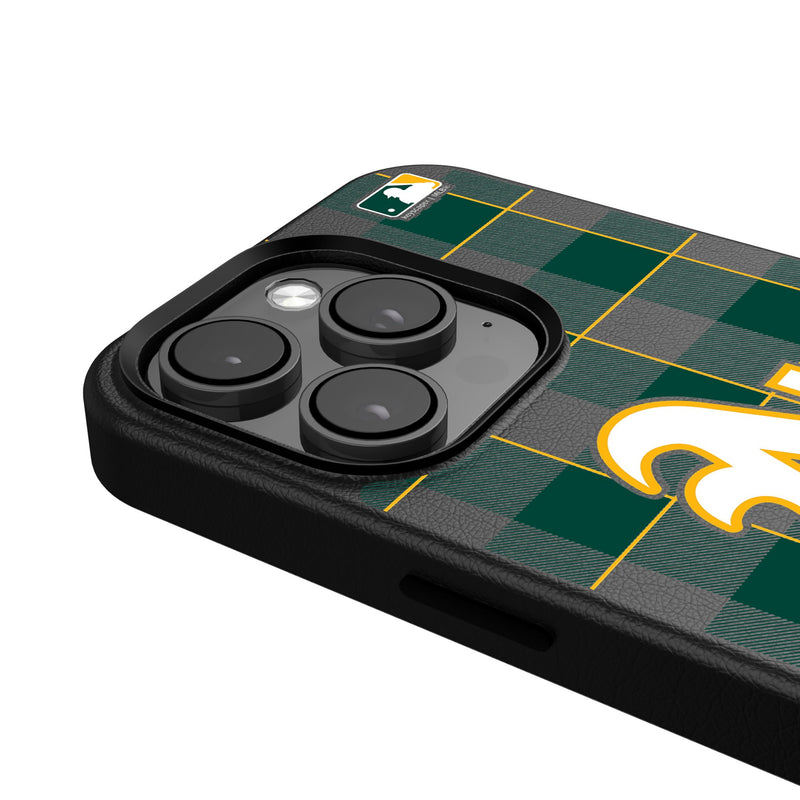 Oakland Athletics Plaid iPhone MagSafe Compatible Phone Case Detail.Jpg