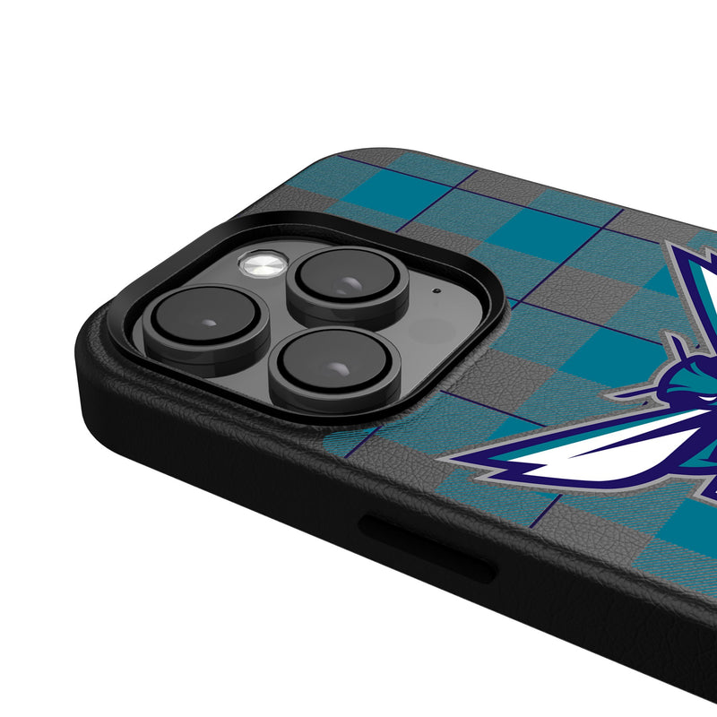 Charlotte Hornets Plaid iPhone MagSafe Compatible Phone Case Detail.Jpg