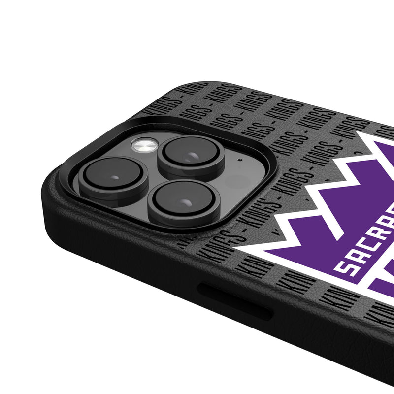 Sacramento Kings Text Backdrop iPhone MagSafe Compatible Phone Case Detail.Jpg