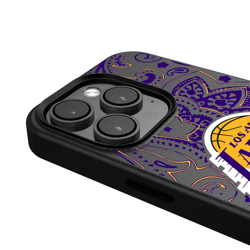 Los Angeles Lakers Paisley iPhone MagSafe Compatible Phone Case Detail.Jpg