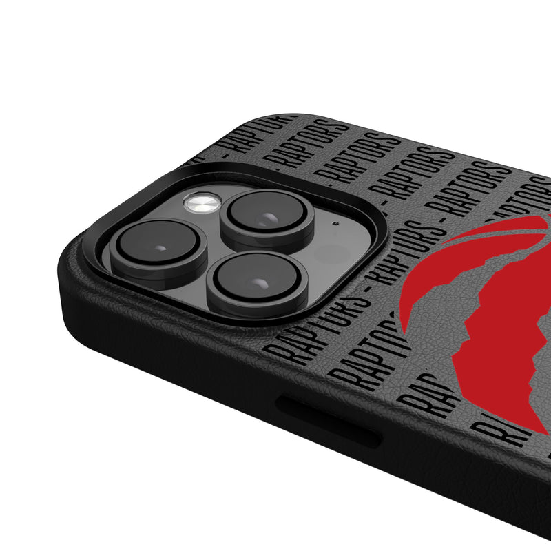 Toronto Raptors Text Backdrop iPhone MagSafe Compatible Phone Case Detail.Jpg