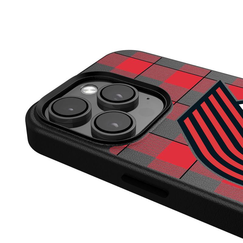 Portland Trail Blazers Plaid iPhone MagSafe Compatible Phone Case Detail.Jpg