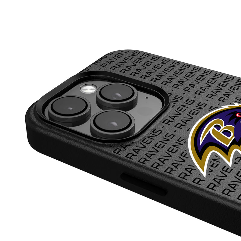 Baltimore Ravens Text Backdrop iPhone MagSafe Compatible Phone Case Detail.Jpg