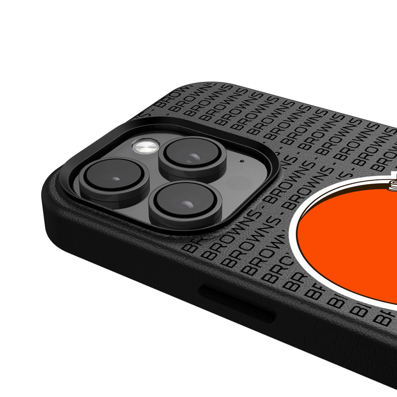 Cleveland Browns Text Backdrop iPhone MagSafe Compatible Phone Case Detail.Jpg