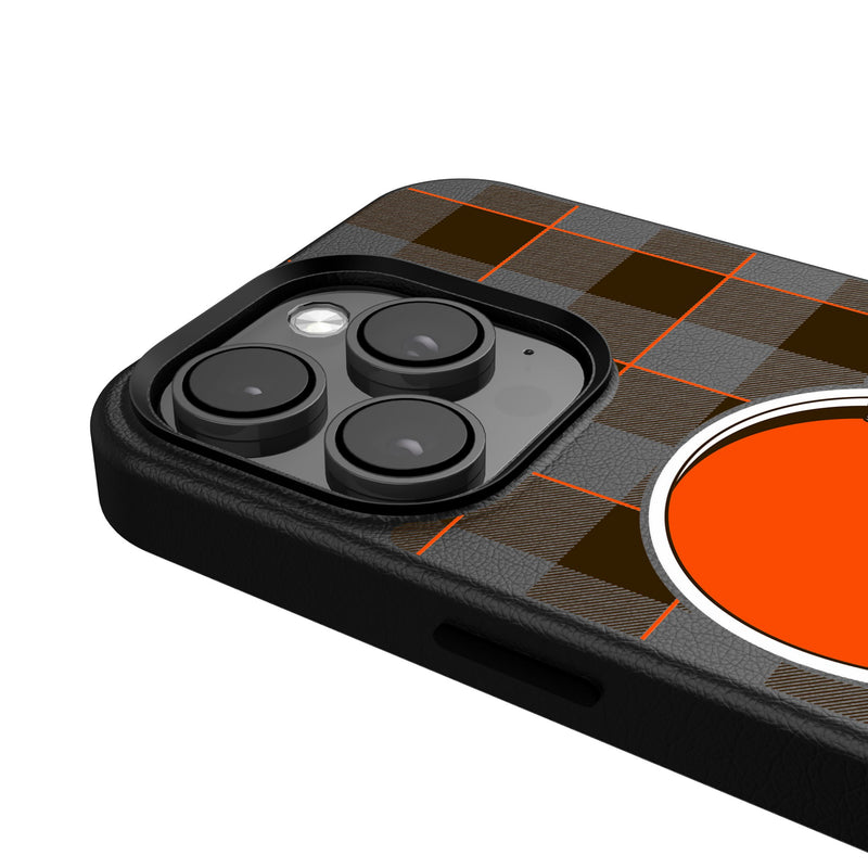 Cleveland Browns Plaid iPhone MagSafe Compatible Phone Case Detail.Jpg