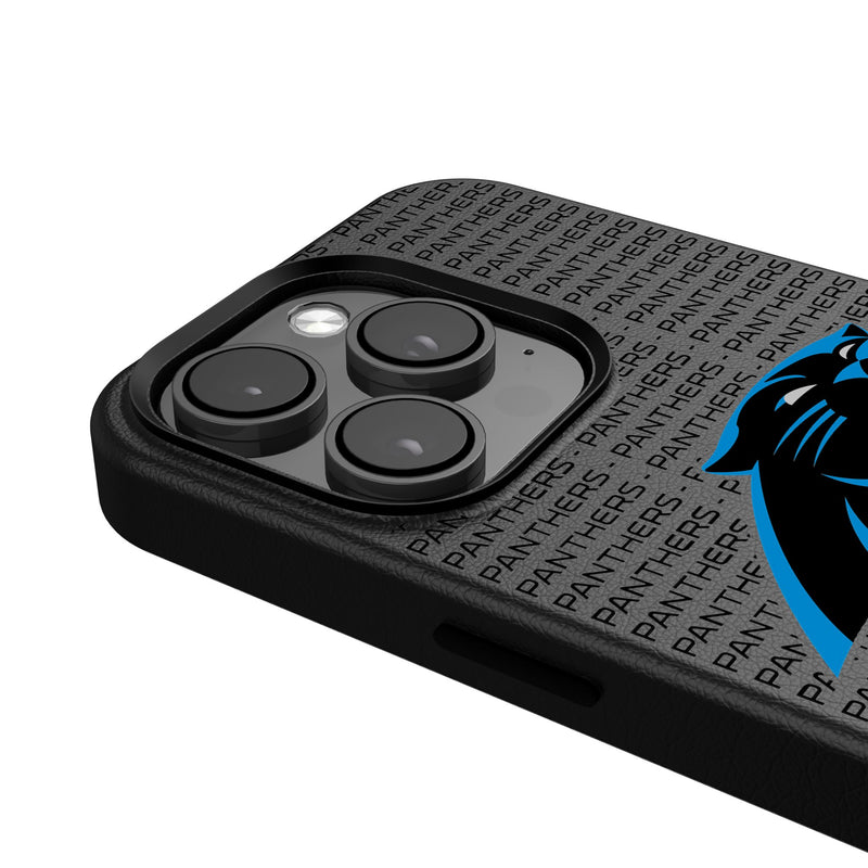 Carolina Panthers Text Backdrop iPhone MagSafe Compatible Phone Case Detail.Jpg