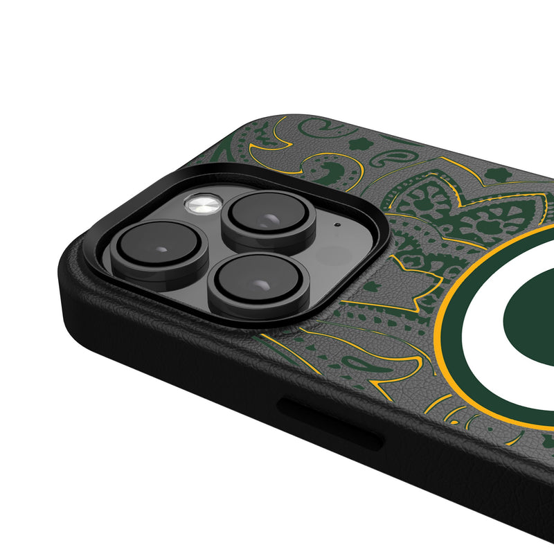 Green Bay Packers Paisley iPhone MagSafe Compatible Phone Case Detail.Jpg