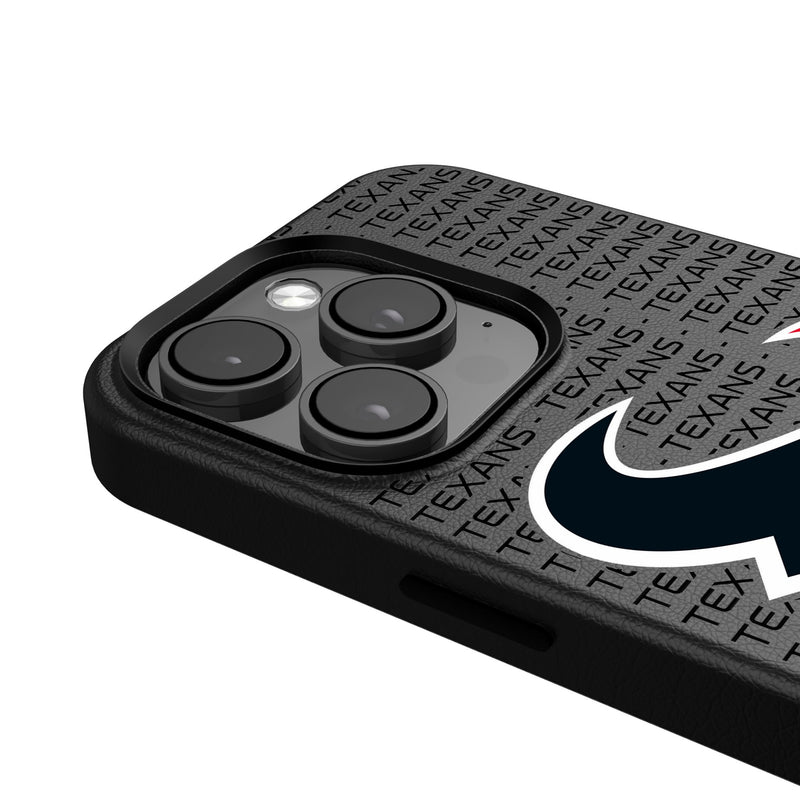 Houston Texans Text Backdrop iPhone MagSafe Compatible Phone Case Detail.Jpg