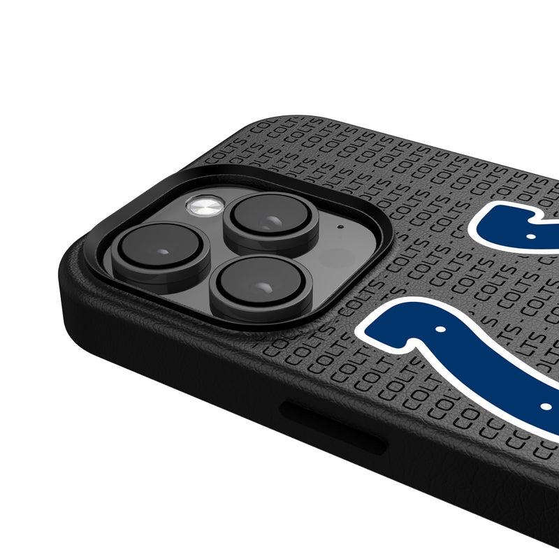 Indianapolis Colts Text Backdrop iPhone MagSafe Compatible Phone Case Detail.Jpg