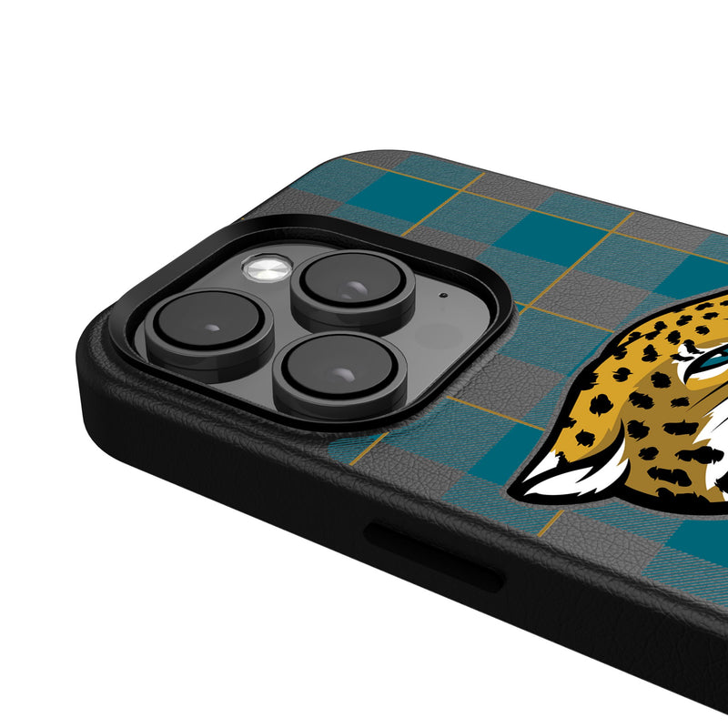 Jacksonville Jaguars Plaid iPhone Magnetic Phone Case Detail.Jpg