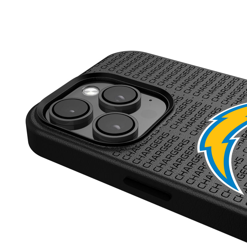 Los Angeles Chargers Text Backdrop iPhone MagSafe Compatible Phone Case Detail.Jpg