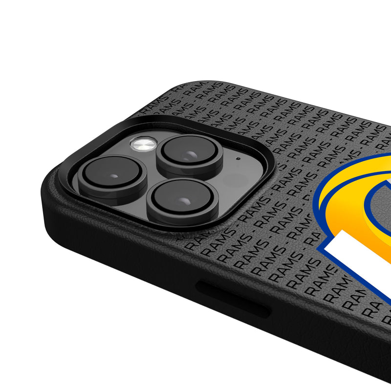 Los Angeles Rams Text Backdrop iPhone MagSafe Compatible Phone Case Detail.Jpg