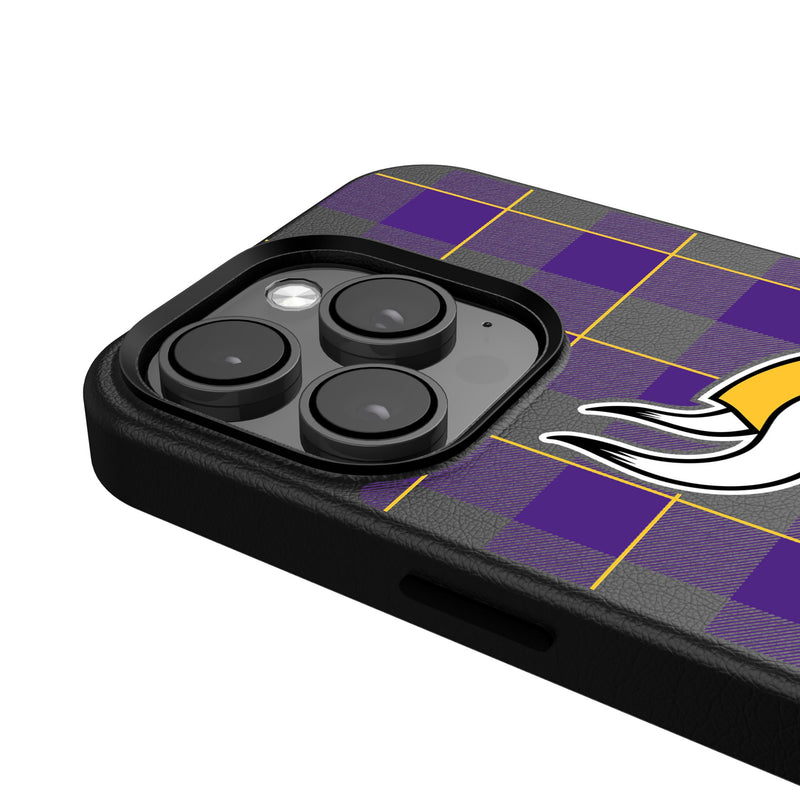 Minnesota Vikings Plaid iPhone Magnetic Phone Case Detail.Jpg